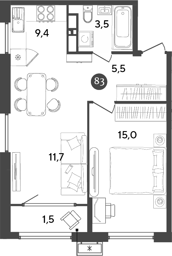 Продается 2-комн. квартира, 45.1 м²