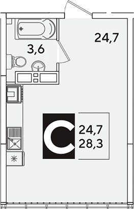 Продается 1-комн. квартира, 28.3 м²