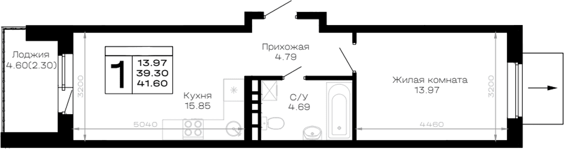 Продается 1-комн. квартира, 39.3 м²