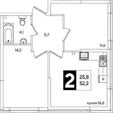 Продается 3-комн. квартира, 52.2 м²