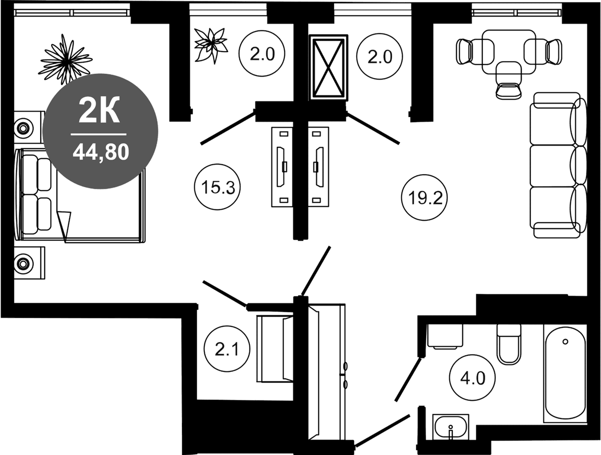 Продается 2-комн. квартира, 40.8 м²