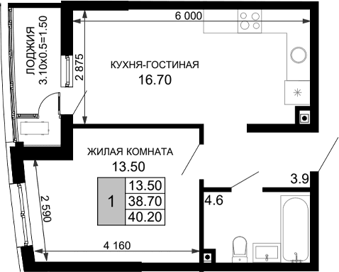 Продается 2-комн. квартира, 38.7 м²