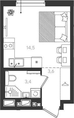 Продается 1-комн. квартира, 21.5 м²