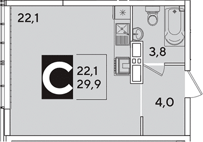 Продается 1-комн. квартира, 29.9 м²