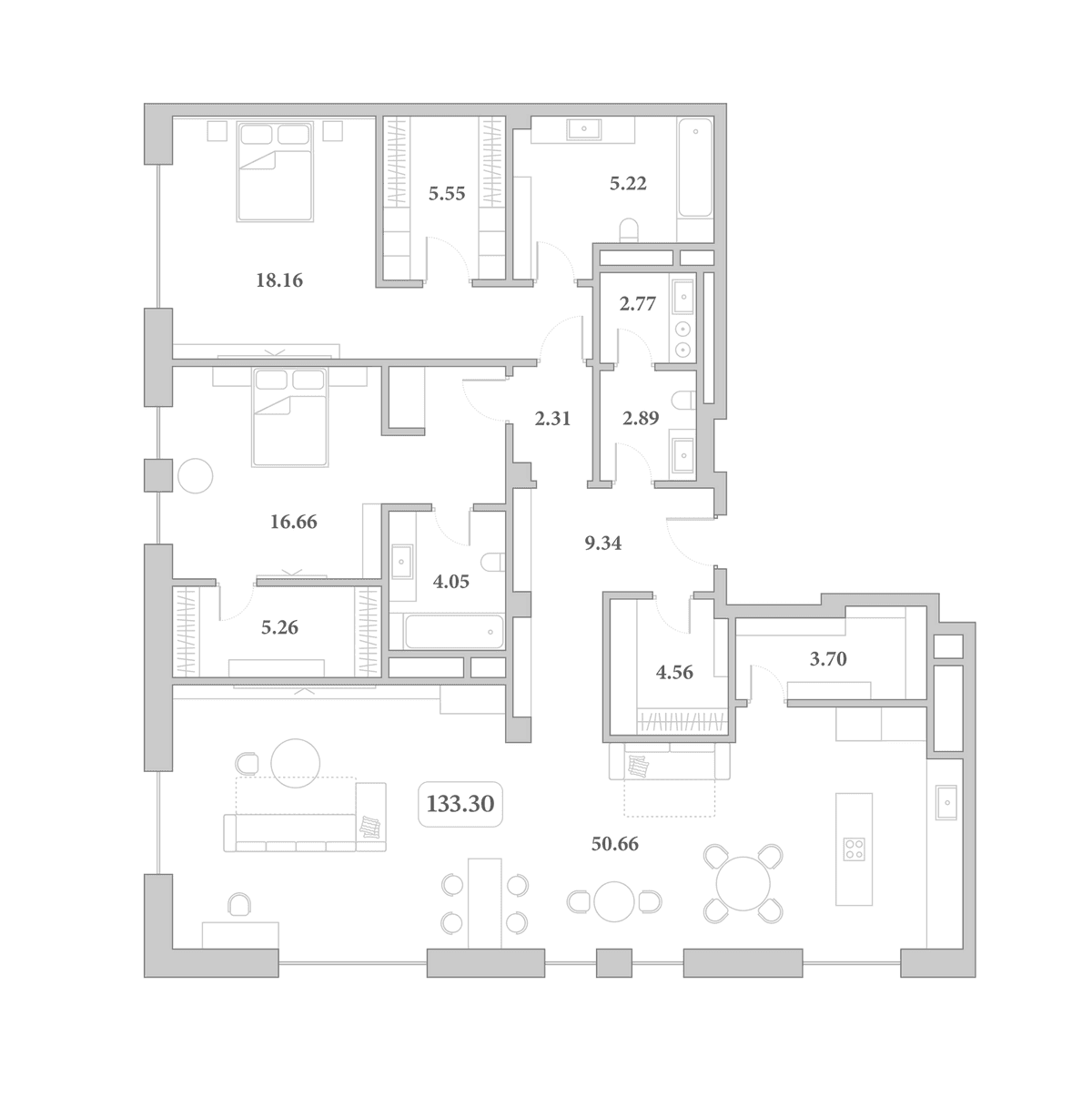 Продается 3-комн. квартира, 133.3 м²