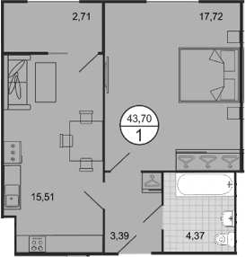 Продается 2-комн. квартира, 40.99 м²