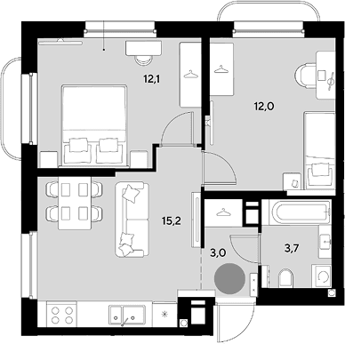 Продается 2-комн. квартира, 46 м²