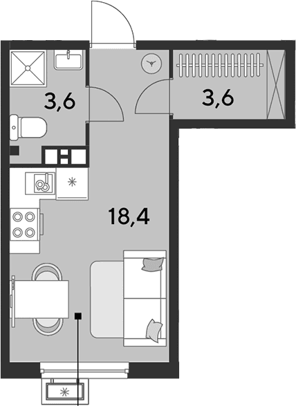 Продается 1-комн. квартира, 25.6 м²