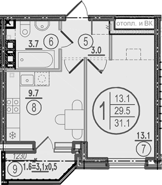 Продается 1-комн. квартира, 29.5 м²