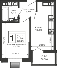 Продается 1-комн. квартира, 31.64 м²