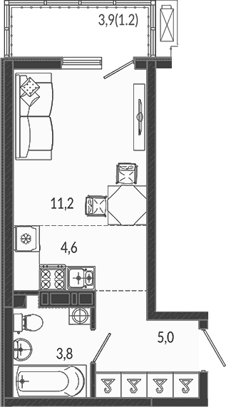 Продается 1-комн. квартира, 24.6 м²