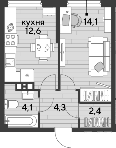 Продается 1-комн. квартира, 37.5 м²