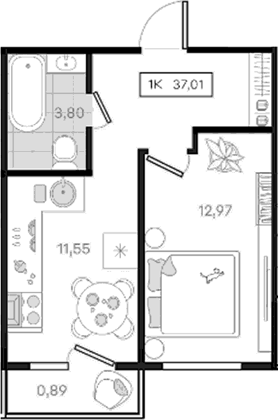 Продается 1-комн. квартира, 36.12 м²