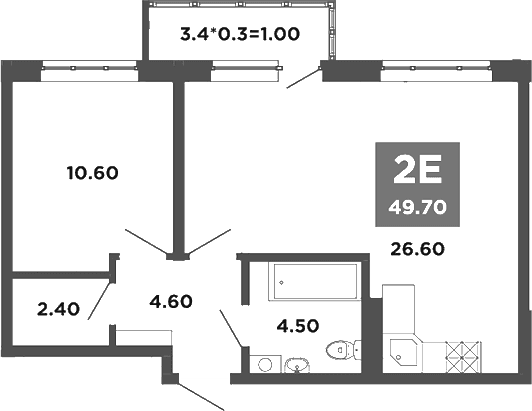 Продается 2-комн. квартира, 48.7 м²