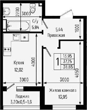 Продается 1-комн. квартира, 37.25 м²