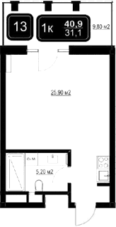 Продается 1-комн. квартира, 31.1 м²