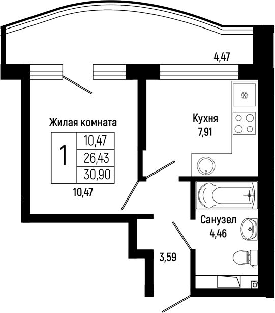 Продается 1-комн. квартира, 26.23 м²