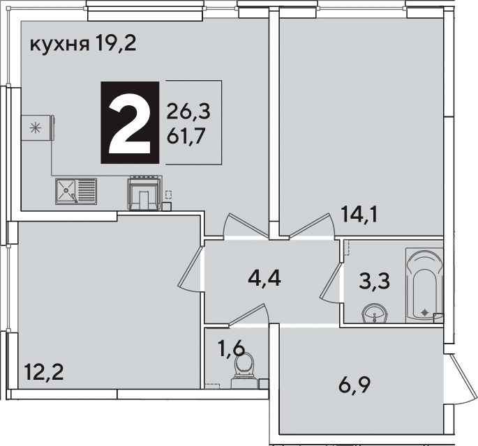 Продается 3-комн. квартира, 61.7 м²