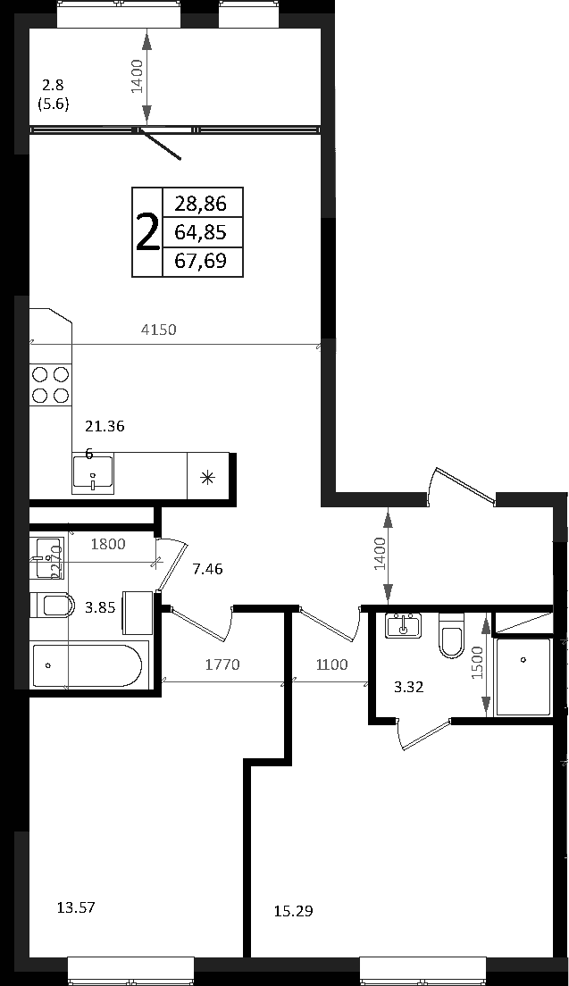Продается 3-комн. квартира, 64.84 м²