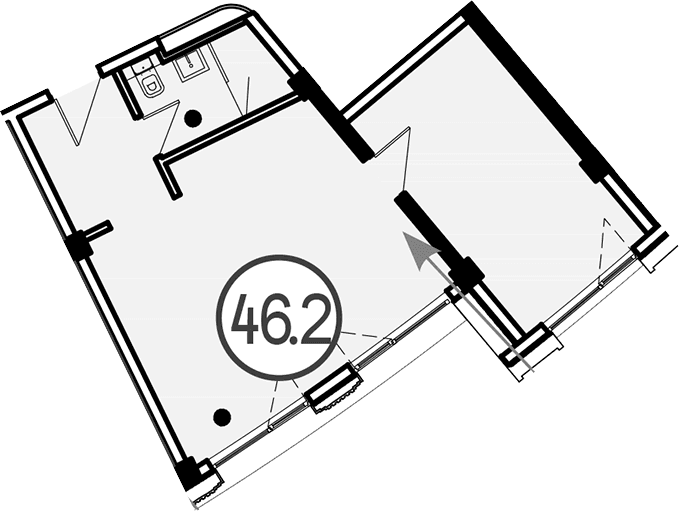 Продается 1-комн. квартира, 46.2 м²