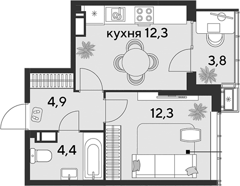 Продается 1-комн. квартира, 33.9 м²