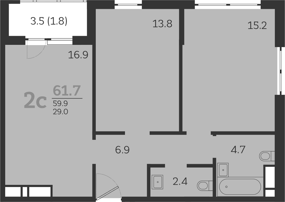 Продается 3-комн. квартира, 59.9 м²