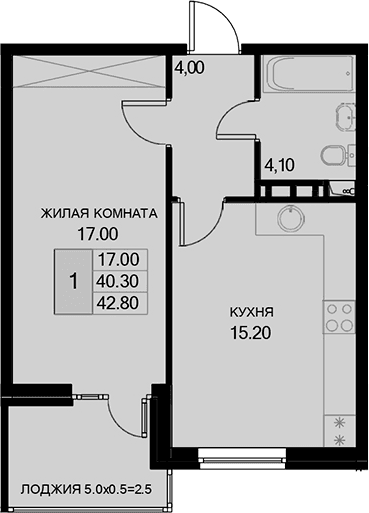 Продается 1-комн. квартира, 40.3 м²