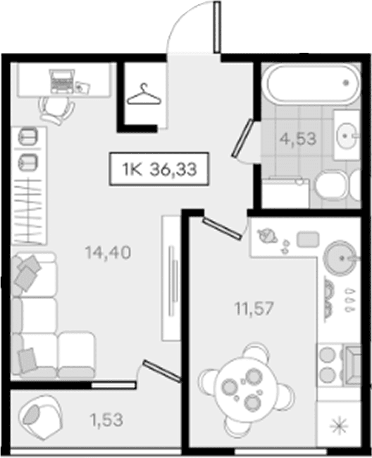 Продается 1-комн. квартира, 34.8 м²