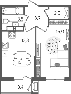 Продается 1-комн. квартира, 38 м²