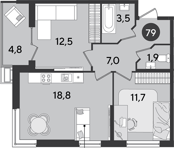 Продается 3-комн. квартира, 55.4 м²