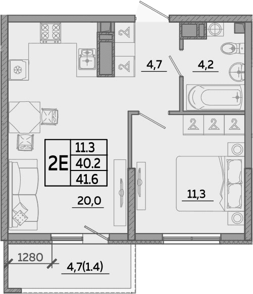 Продается 2-комн. квартира, 40.9 м²