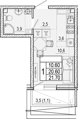 Продается 1-комн. квартира, 20.6 м²