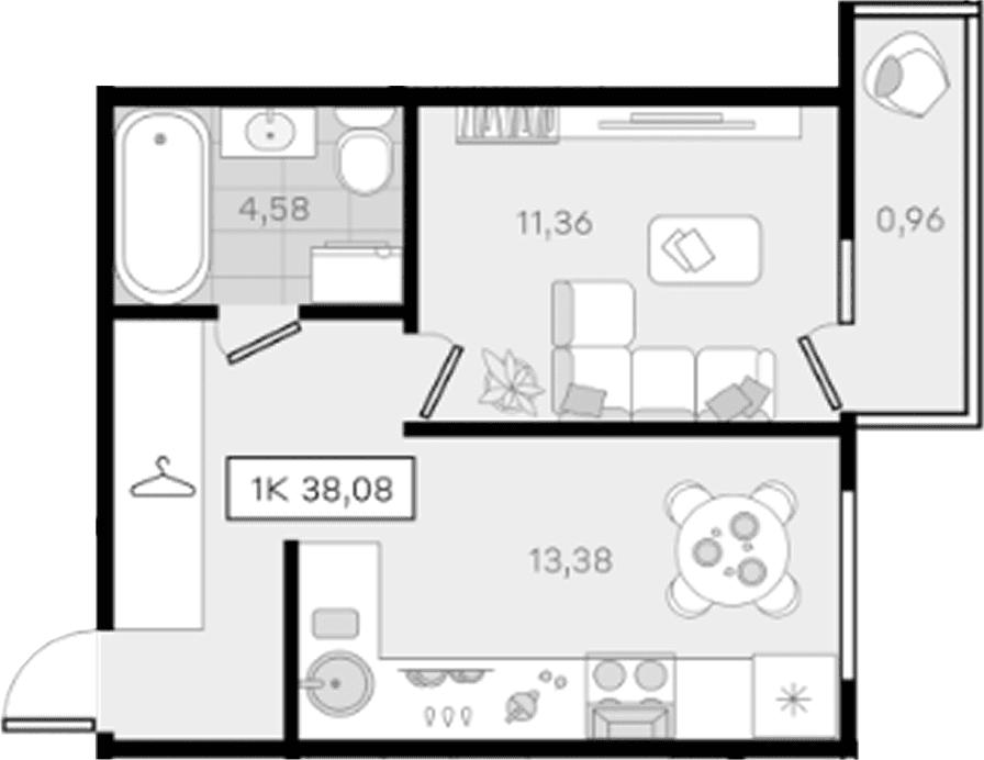 Продается 1-комн. квартира, 37.12 м²