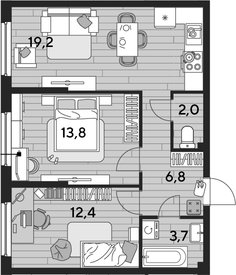 Продается 2-комн. квартира, 57.9 м²