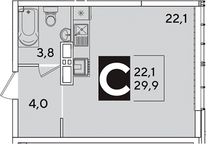 Продается 1-комн. квартира, 29.9 м²