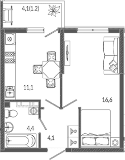 Продается 1-комн. квартира, 36.2 м²