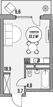 Продается 1-комн. квартира, 26.6 м²