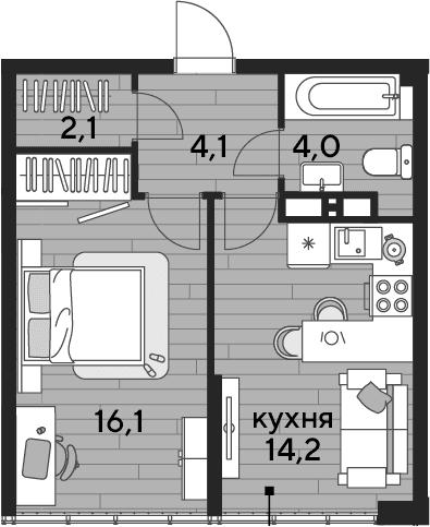 Продается 1-комн. квартира, 40.5 м²