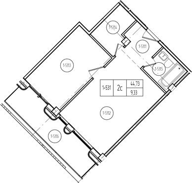 Продается 2-комн. квартира, 44.74 м²