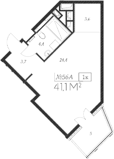 Продается 1-комн. квартира, 36.1 м²