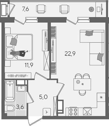 Продается 2-комн. квартира, 43.4 м²