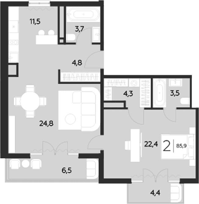 Продается 2-комн. квартира, 75 м²