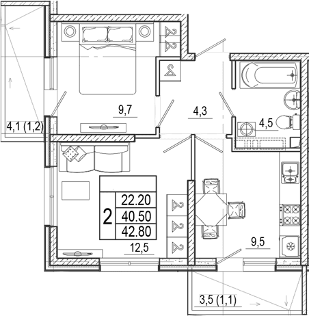 Продается 2-комн. квартира, 40.5 м²