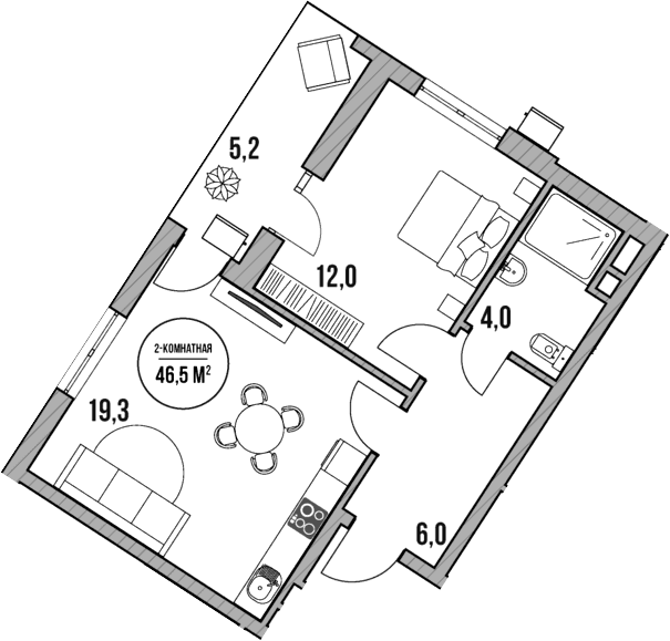 Продается 2-комн. квартира, 41.3 м²