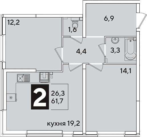 Продается 3-комн. квартира, 61.7 м²