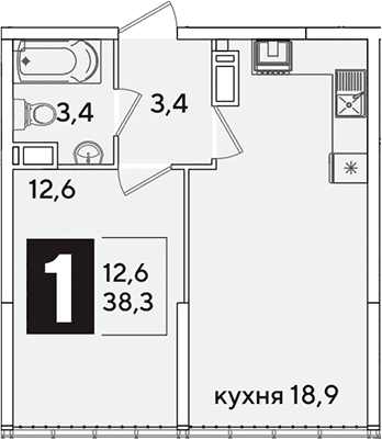 Продается 2-комн. квартира, 38.3 м²