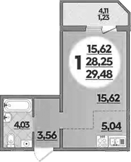 Продается 1-комн. квартира, 28.25 м²