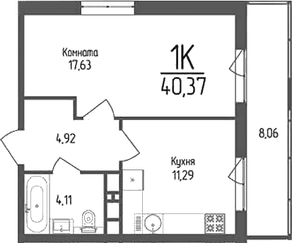 Продается 1-комн. квартира, 37.95 м²