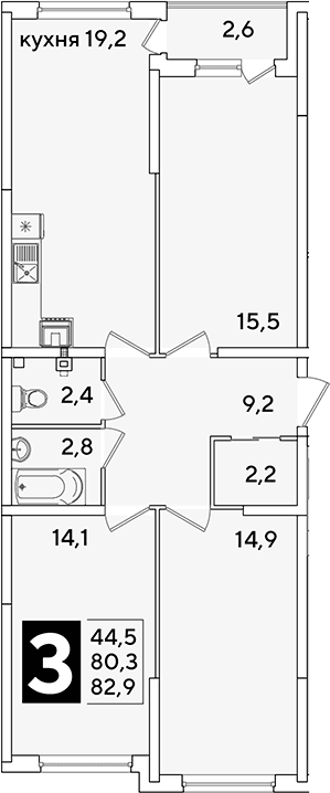 Продается 4-комн. квартира, 80.3 м²