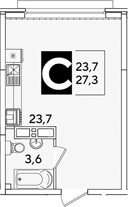Продается 1-комн. квартира, 27.3 м²